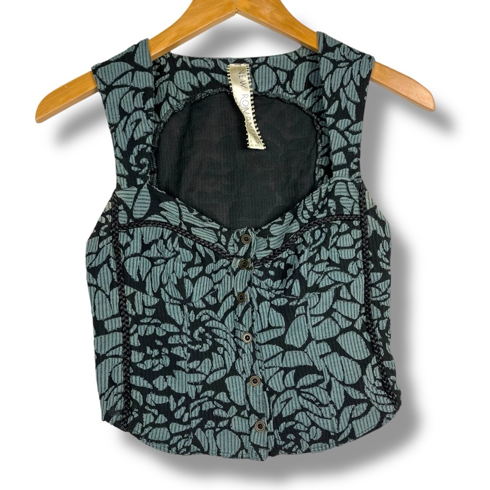 Free People New Romantics Corset Jacquard Top XS Sweetheart Neckline Whimsygoth